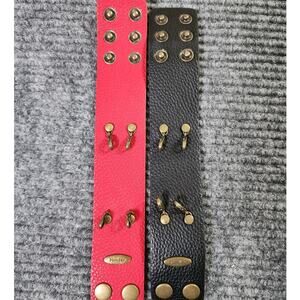 Plunder Design Jewelry Lot of 2 Faux Leather Adjustable Wrap Cuff Bracelets